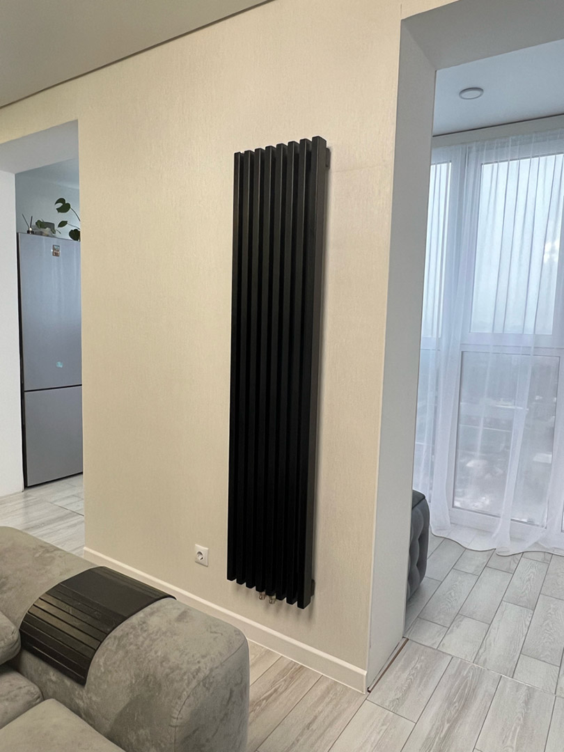 SteelHot 1750 в интерьере, Студия 20 м², RAL 9005 чёрный
