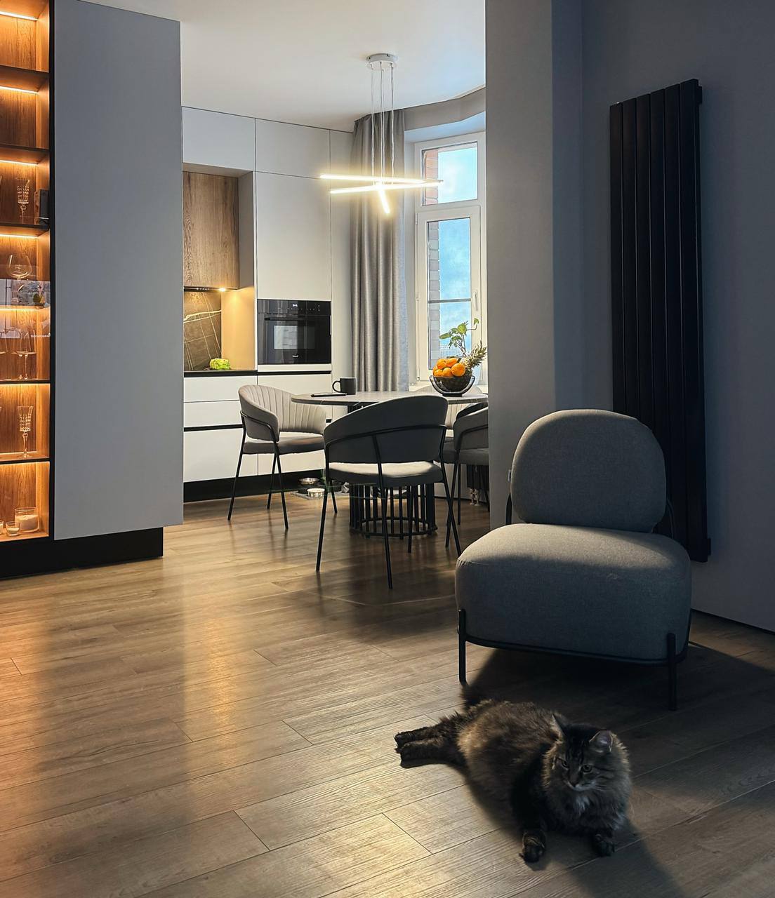 Bareng Temper V 1750 в интерьере, Студия 20 м², RAL 9005 чёрный