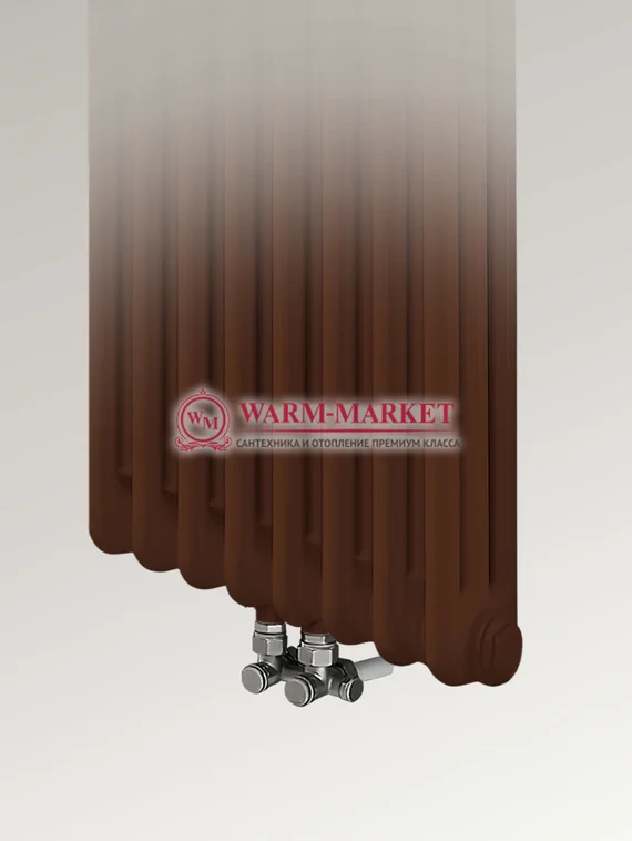 Трубчатый вертикальный радиатор Dia Norm 2180 двухтрубный с нижним центральным подключением коричневого цвета