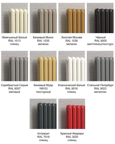 Вертикальный трубчатый радиатор Solira 2180 N12 боковое подключение, цвета RAL