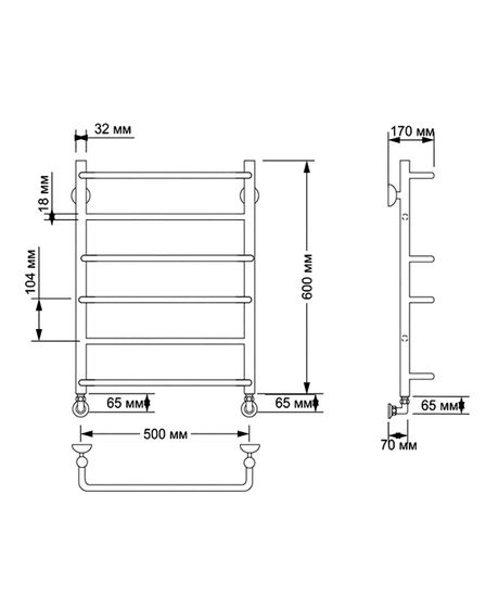 Электрический полотенцесушитель Secado Верона 1 из латуни