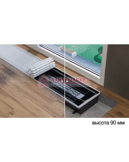 Внутрипольный электрический конвектор Vitron ВКЭ.90.260 без вентилятора шириной 260 мм (без решетки)