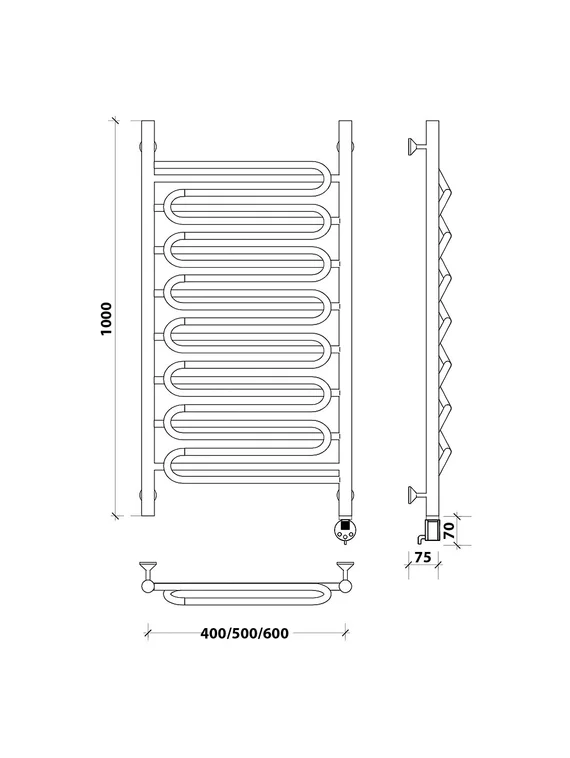 Электрический полотенцесушитель Secado Валенсия 3 из нержавеющей стали