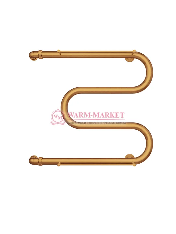 М-образный - водяной полотенцесушитель с полкой, боковое подключение, цвет бронза