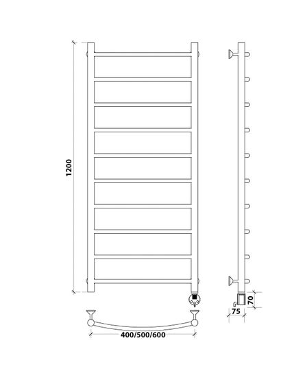 Электрический полотенцесушитель Secado Милан 1 из нержавеющей стали