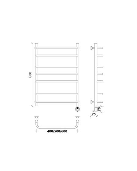 Электрический полотенцесушитель Secado Мерида 2 из нержавеющей стали