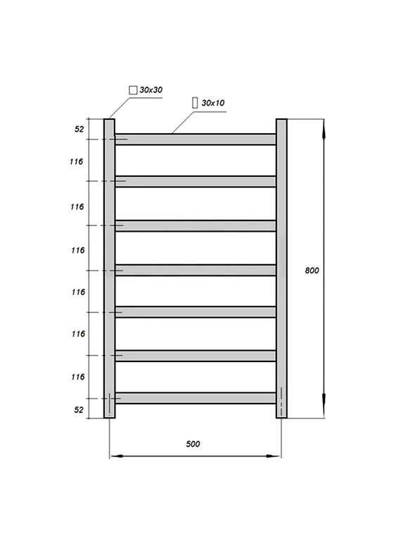 Полотенцесушитель электрический Solent Sauc SR-005 800х500 П7 белый