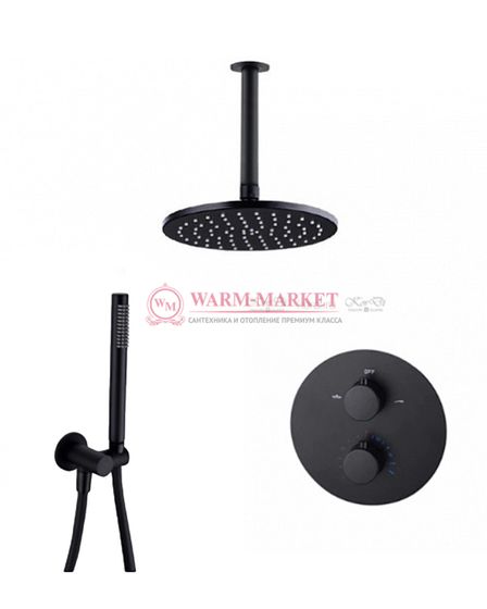 Душевой термостатический комплект Warmer Black Line Bl 400300-10D Termo