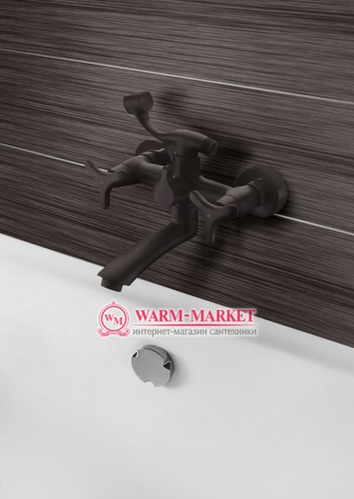 Trios Black - черный смеситель для ванны с душем | Фото 1