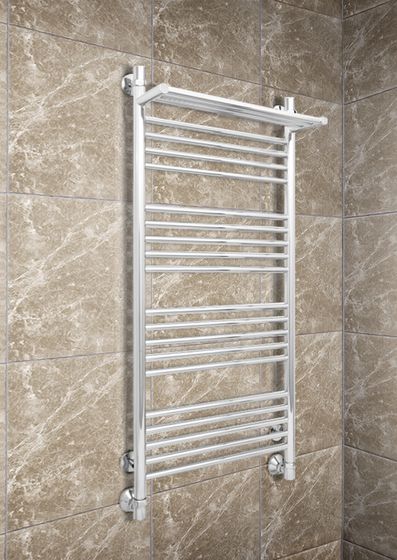 Bogema P - водяной полотенцесушитель с греющей полкой белого цвета