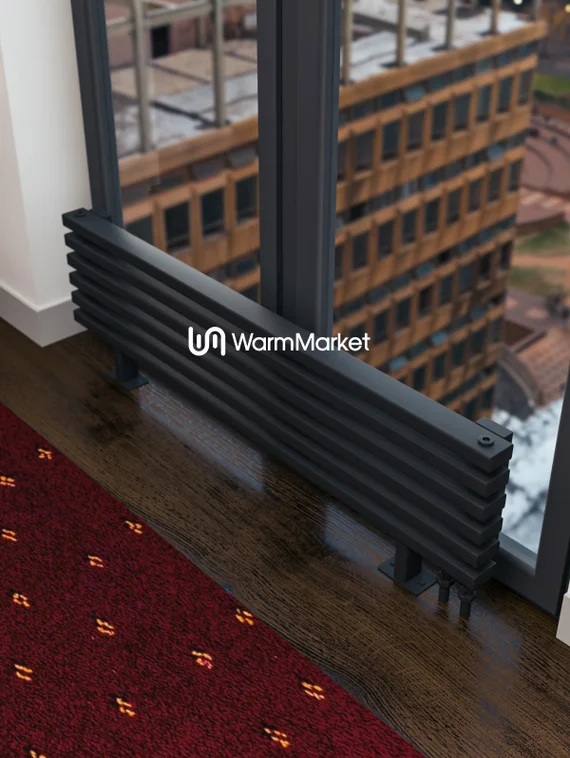 Bareng Select ZN 2500 - напольный трубчатый радиатор шириной 2500 мм, нижнее правое подключение