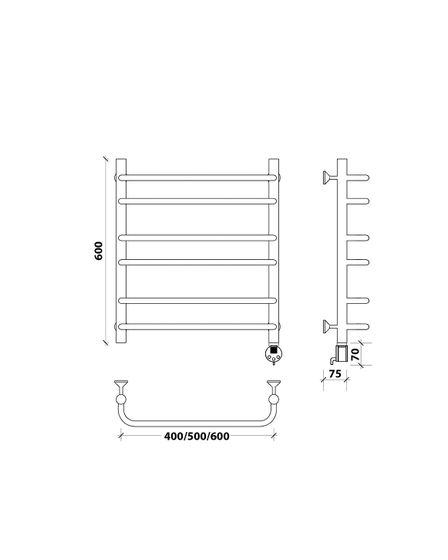 Электрический полотенцесушитель Secado Мерида 2 из нержавеющей стали