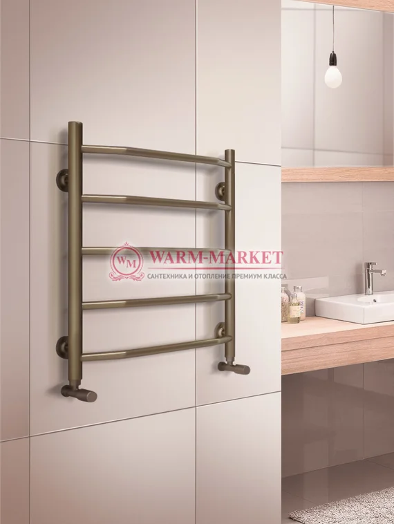 Warmer N Victoria 500х500 -5 перекладин полотенцесушитель  c нижним подключением античная бронза