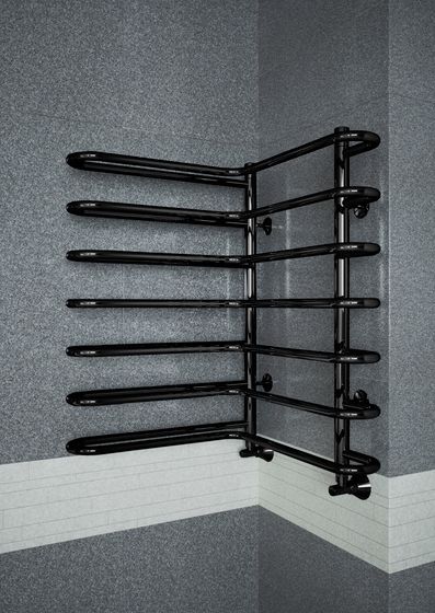 Nika - угловой полотенцесушитель черного цвета.