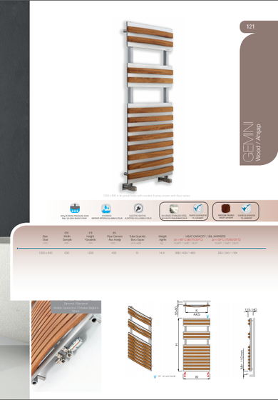 Gemini Mat-дизайнерский полотенцесушитель из матовой нержавеющей стали и массива дерева