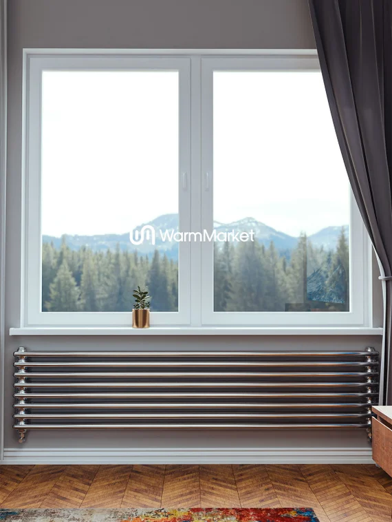 Axxinot Sentir Chrome Z 2180 - горизонтальный трубчатый радиатор шириной 1800 мм, нижнее разнесенное подключение