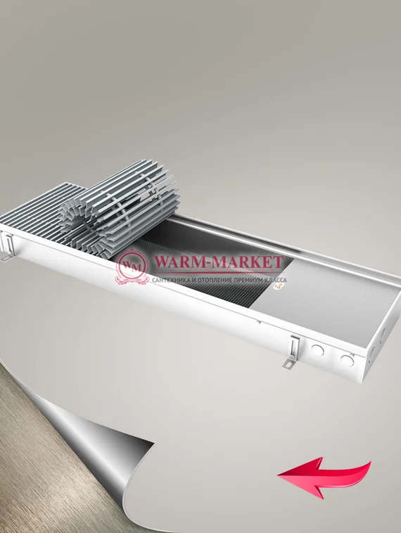 Внутрипольный конвектор Eva K без вентилятора шириной 243 мм (с алюминиевой решеткой цвета шампань)