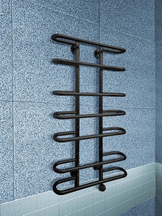 Furror Black E - черный электрический полотенцесушитель с округлыми перекладинами