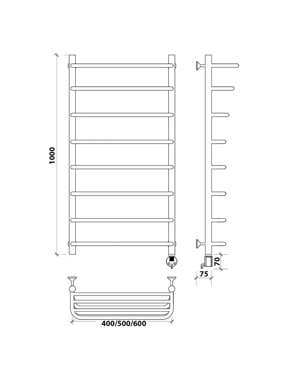 Электрический полотенцесушитель Secado Мерида 2 СП из нержавеющей стали