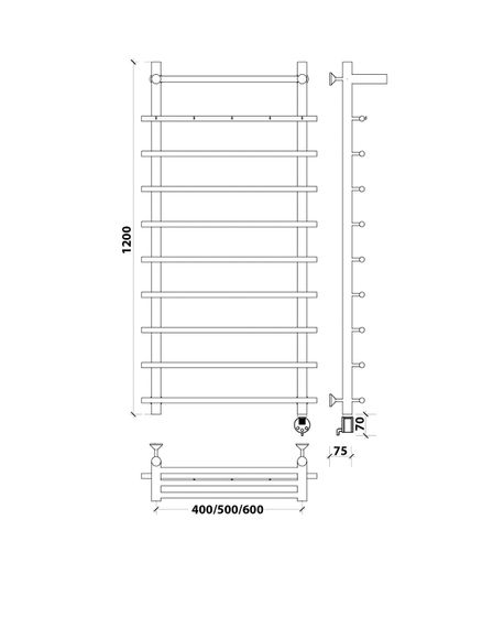 Электрический полотенцесушитель Secado Турин 1 КСП из нержавеющей стали