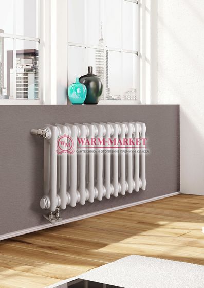 Трубчатый радиатор Dia Norm 2057 двухтрубный, нижнее правое/левое подключение с вентилем