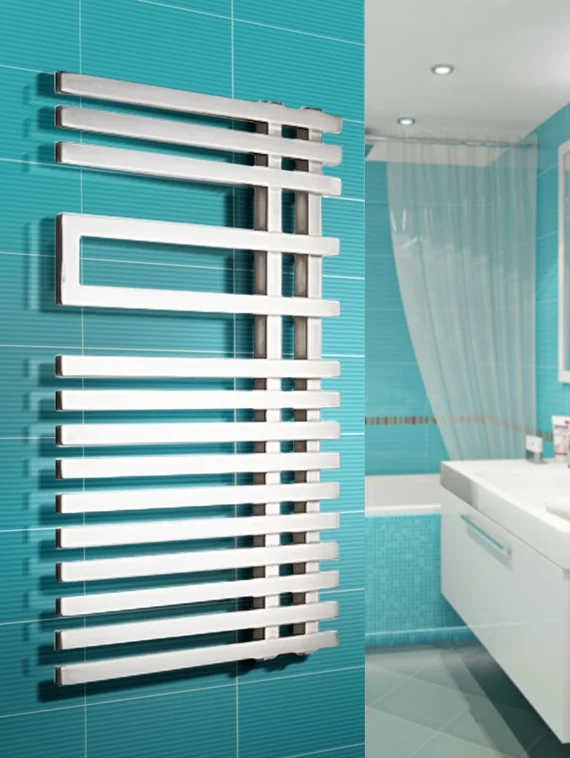 Emilia - водяной дизайн полотенцесушитель оригинальной формы с квадратным профилем белый