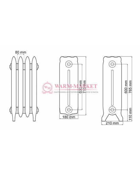 Чугунный радиатор Demir Dokum Nostalgia 600