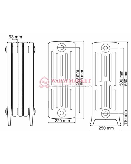 Чугунный радиатор Demir Dokum Tower 6066