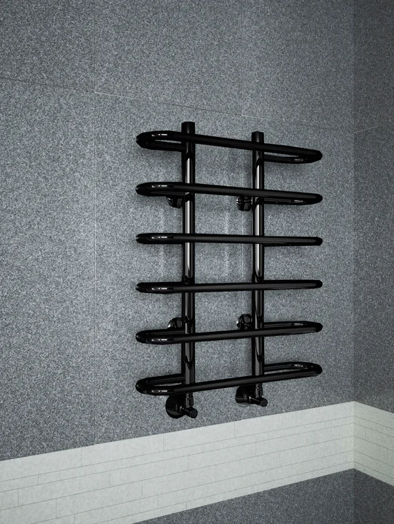 Sahara  - черный полотенцесушитель с закругленными перекладинами.