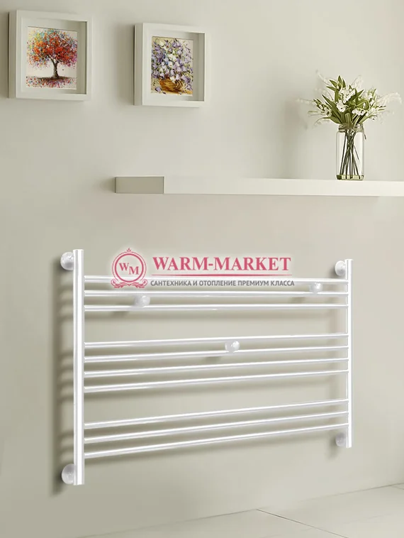 Богема L 600х900 – белый горизонтальный широкий дизайнерский полотенцесушитель