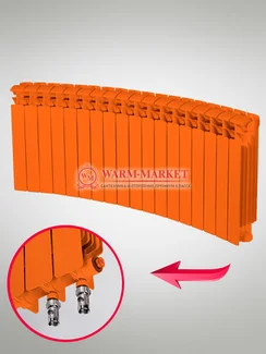 Rifar Base Flex V Ral 500 - цветной биметаллический радиусный радиатор с нижним подключением