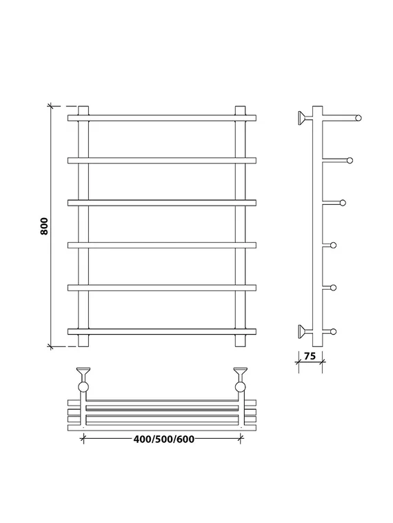 Водяной полотенцесушитель Secado Турин 6 из нержавеющей стали