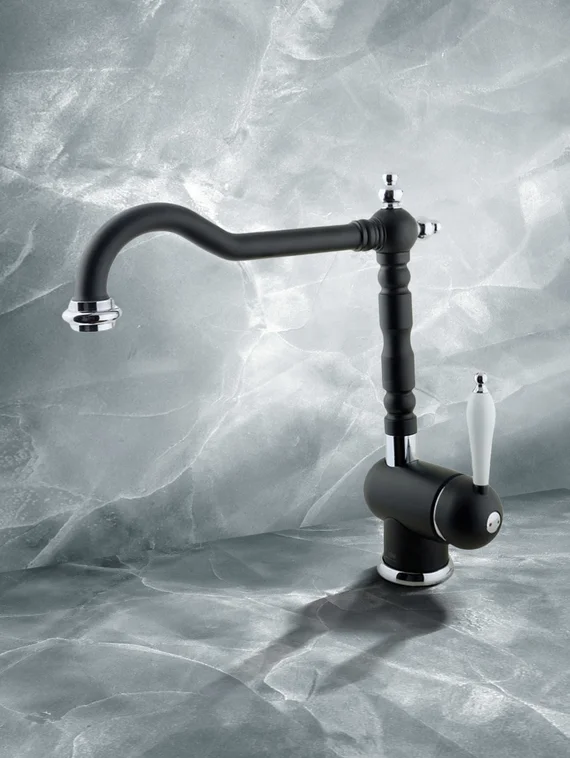 Timo Morea Anthracit  - черный смеситель для кухонной мойки в стиле ретро