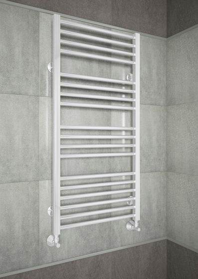 Sicilia - белый полотенцесушитель с квадратными вертикалями.