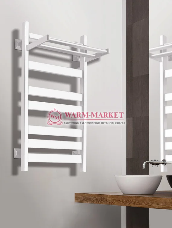 Quadro V 50+ полотенцесушитель из квадратного и прямоугольного профиля с полкой