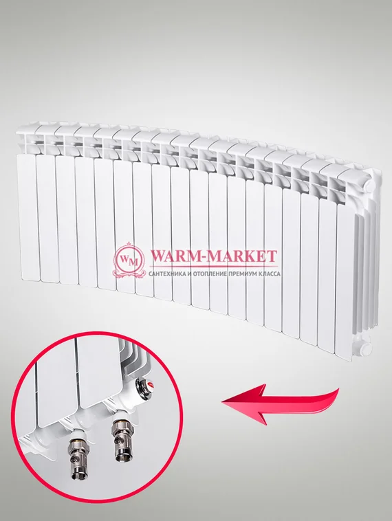 Rifar Base Flex V 500 - биметаллический радиусный радиатор с нижним подключением