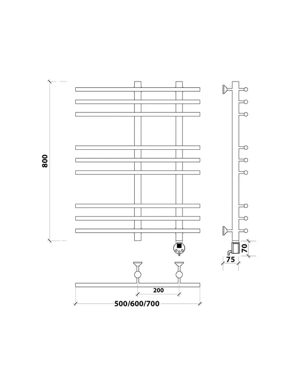 Электрический полотенцесушитель Secado Турин 3 из нержавеющей стали