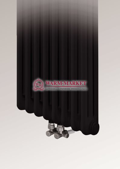 Трубчатый вертикальный радиатор Dia Norm 3180 трехтрубный с нижним центральным подключением черного цвета