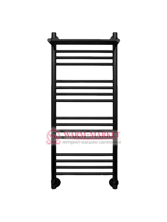 Mini P 1000х400 - узкий полотенцесушитель с полкой из нержавеющей стали 400 мм. шириной, черный.