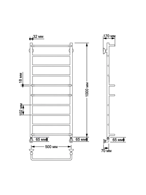 Электрический полотенцесушитель Secado Верона 1 из латуни