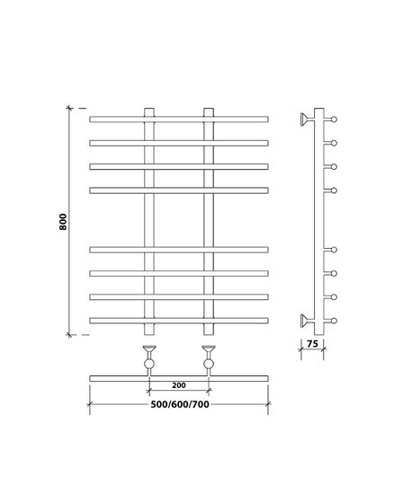 Водяной полотенцесушитель Secado Турин 4 из нержавеющей стали
