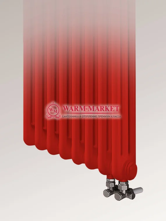 Трубчатый радиатор Dia Norm 2057 двухтрубный с нижним правым/левым подключением красного цвета