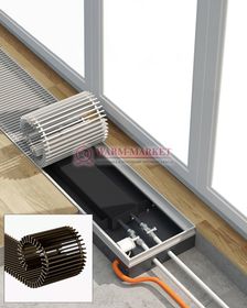 Конвектор внутрипольный Helios Therm Alpha (CIA) без вентилятора глубиной 110мм с алюминиевой решеткой цвета шампань