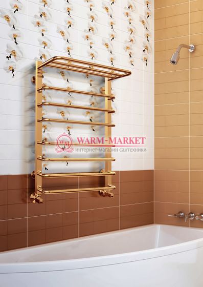 Arktur-водяной полотенцесушитель с полкой цвет бронза