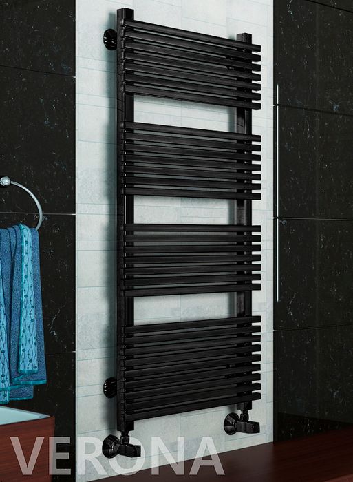 Verona Black -  черный дизайн полотенцесушитель с квадратным профилем | Фото 1