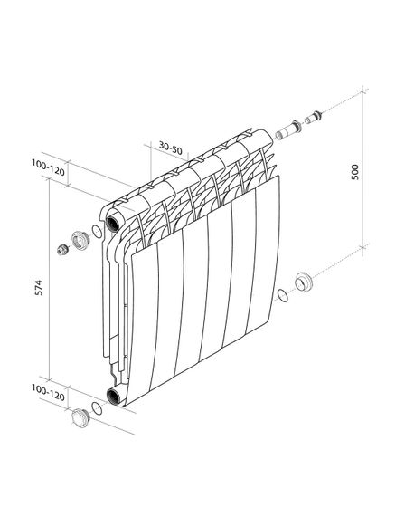 Радиатор Royal Thermo BiLiner V 500 Silver Satin с нижним подключением