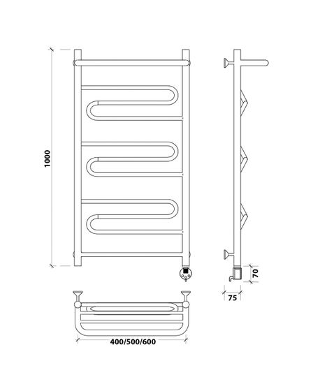 Электрический полотенцесушитель Secado Валенсия 1 СП из нержавеющей стали