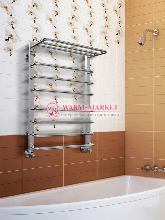 Arktur-полотенцесушитель с полкой цвет хром