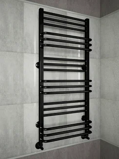 Sorento Black - черный полотенцесушитель с чередующимися перекладинами