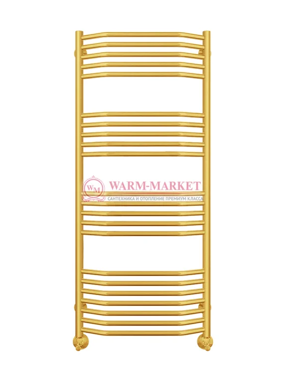 Виктория П22 - водяной полотенцесушитель, нижнее подключение, цвет золото